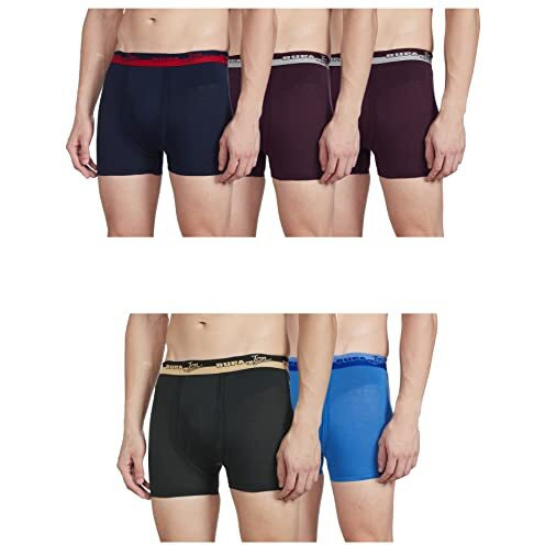 Rupa Jon Plain Trunk For Men, 100% Cotton Material, Outer Elastic, Pack Of 5 Assorted-Color And Print May Vary