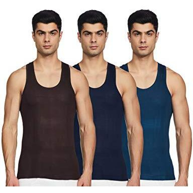 Rupa Jon Men Colour Regular Fit Round Neck Sleeveless Cotton Vest Innerwear,Assorted Colour Pack Of 3, Xl