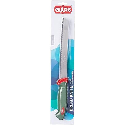 Glare Ga-107 Stainless Steel Bread & Pastry Knife For Cutting Cake, Butter,Wavy Edge, 26 Cm Black, Swiss Made 320 Mm