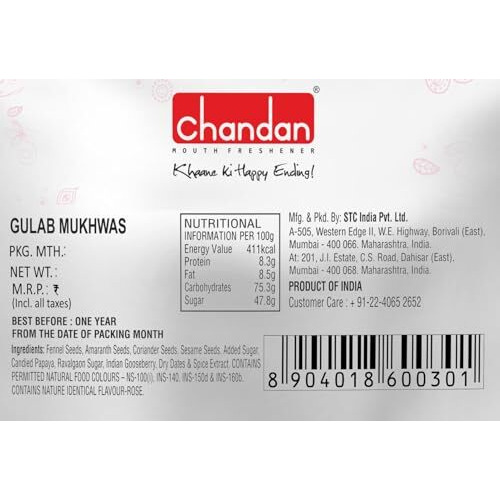 Chandan Mouth Freshener Gulab Mukhwas | 320 Gm | Contains Rose Flavoured Mukhwas From Rose Petals