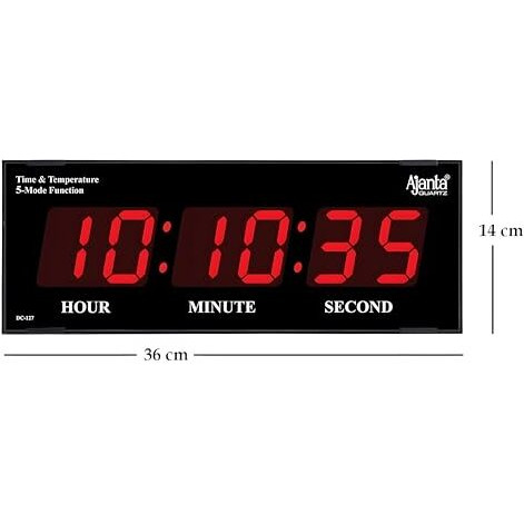 Ajanta Quartz Digital Wall Clock For Home And Office(Red)(Plastic, 1.5Wx14.2Lx5.5H Inches)