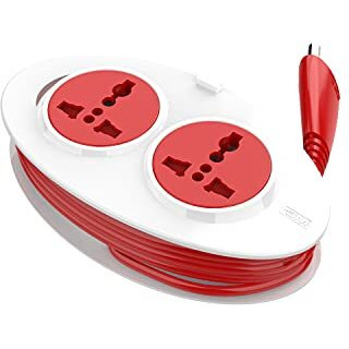 Gm 3206 G-On Mini 2 Pin Extension Cord 2.5 Mtr. With Indicator, Safety Shutter & 2 International Sockets