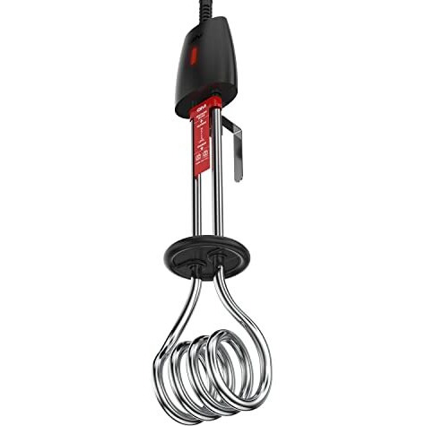 Gm Immersion Rod Water Heater With Bucket Guard 1000W 6 Amp Plug Superior Copper Element Heat Resistant Handle Nickel Plated Prevents Corrosion Double Isi Certified 1.6M Cord 2 Years Warranty