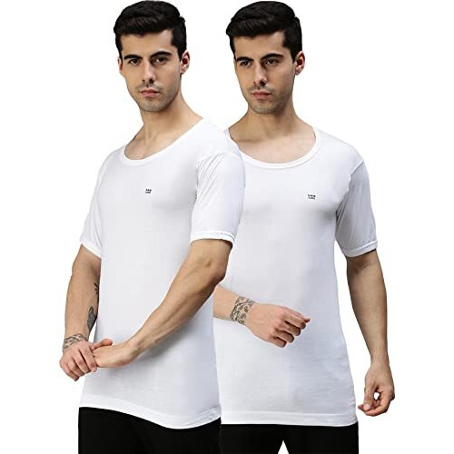 Lux Cozi Men's Pack Of 2 White Half Sleeves Cotton Vest (Size  105Cm)
