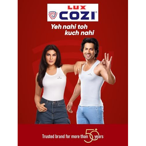 Lux Cozi Men's Pack Of 2 White Premium Cotton Round Neck Vest (Size  90Cm)
