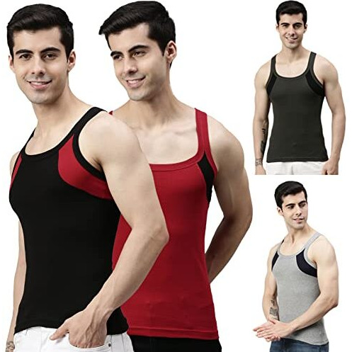 Lux Cozi Men's Pack Of 4 Multicolor Premium Cotton Vest (Size  90Cm)