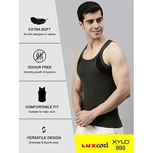 Lux Cozi Men's Pack Of 4 Multicolor Premium Cotton Vest (Size  90Cm)