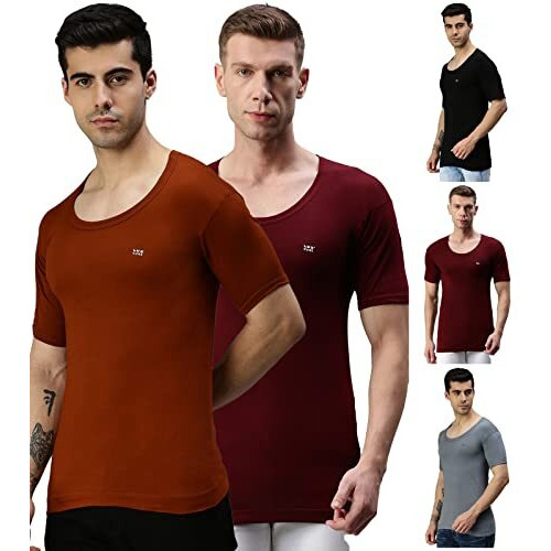 Lux Cozi Men's Pack Of 5 Multicolor Half Sleeves Cotton Vest (Size  95Cm)