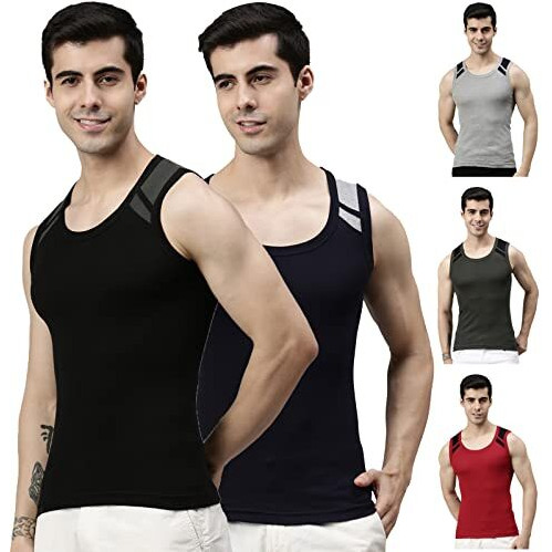 Lux Cozi Men's Pack Of 5 Multicolor Premium Cotton Round Neck Vest (Size  90Cm)