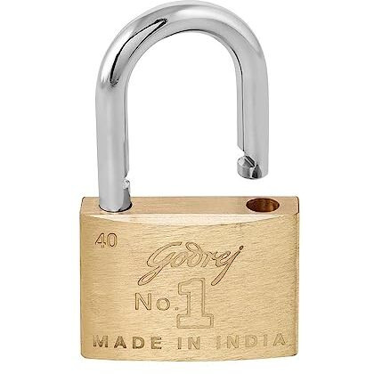 Godrej Locks | Godrej No.1 Lock I Pin Cylinder 40 Mm I 3 Keys I Padlock For Main Door I Lock For Tool Box,Shutters,Shops & Offices I Corrosion Resistant Shackle I Solid Brass Padlock | 1 Year Warranty
