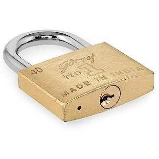 Godrej Locks | Godrej No.1 Lock I Pin Cylinder 40 Mm I 3 Keys I Padlock For Main Door I Lock For Tool Box,Shutters,Shops & Offices I Corrosion Resistant Shackle I Solid Brass Padlock | 1 Year Warranty