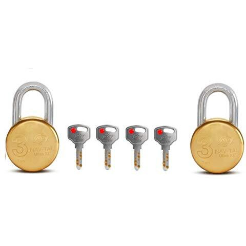 Godrej Locks I Navtal Ultra Xl+3 Ton Round Padlock I With 4 Keys I For Main Door I Gate Lock I Lock For Tool Box, Shutters,Shops&Offices I Corrosion Resistant Shackle I Brass Finish I 1 Years Warranty