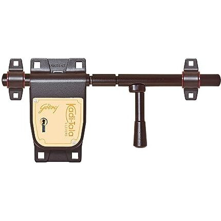 Godrej Locks I Kadi-Tala 6 Lever 275 Mm I 3 Keys I For Double Door, Fitting Outside Of Door Pannel I Aloy Steel Body Double Locking Mechanism For Main Door I Brown Texture Finish