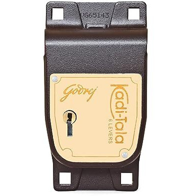 Godrej Locks I Kadi-Tala 6 Lever 275 Mm I 3 Keys I For Double Door, Fitting Outside Of Door Pannel I Aloy Steel Body Double Locking Mechanism For Main Door I Brown Texture Finish