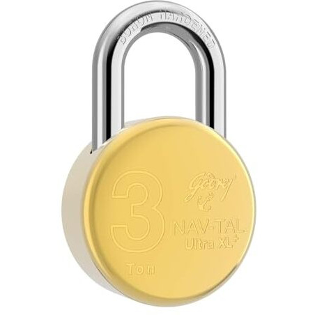 Godrej Locks I Navtal Ultra Xl+I 4 Dimple Keys I Padlock For Main Door I Gate Lock I Tool Box,Shutters,Shops & Offices I Corrosion Resistant Shackle I Brass Material & Brass Finish | 1 Year Warrenty
