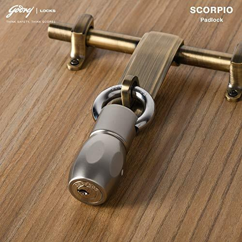 Godrej Locks I Ultra Scorpio Padlock I 3 Keys I For Main Door I Gate Lock I Tool Box, Shutters, Shops & Offices I Strong Hardened Corrosion Resistant Shackle I Nickel Finish
