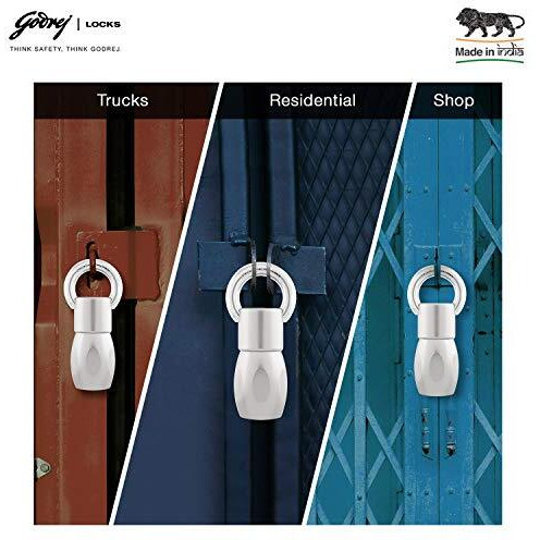Godrej Locks I Ultra Scorpio Padlock I 3 Keys I For Main Door I Gate Lock I Tool Box, Shutters, Shops & Offices I Strong Hardened Corrosion Resistant Shackle I Nickel Finish