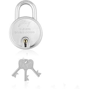 Godrej Locks I Round Padlock 10 Levers 75 Mm I 3 Keys I Padlock For Main Door,Shutters,Shops & Offices I Strong Hardened Corrosion Resistant Shackle I Silver Finish I (Pack Of 2) | 1 Year Warranty