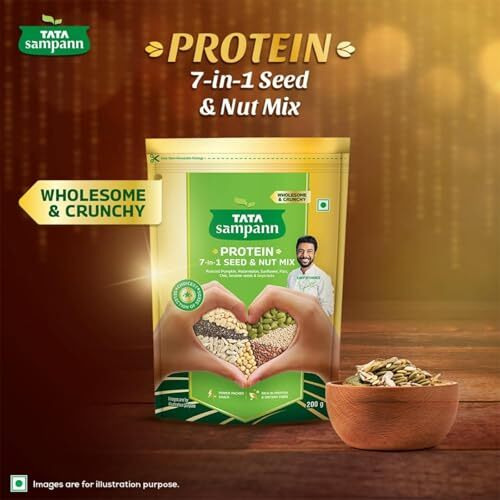 Tata Sampann Protein 7-In-1 Seed & Nut Mix | Power Packed & Crunchy Snack | Trail Mix | Rich In Protein & Dietary Fibre | Rich In Magnesium & Phosphorus | 200G | Roasted Pumpkin, Watermelon, Sunflower, Flax, Chia, Sesame Seeds & Soya Nuts