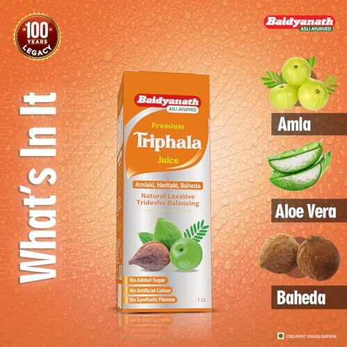 Baidyanath Premium Triphala Juice - 1L | 100% Ayurvedic Herbal Formula With Amla, Haritaki, Baheda & Aloe Vera | Supports Digestion, Gut Health, Detox, & Bowel Regularity | Rich In Antioxidants & Vitamin C