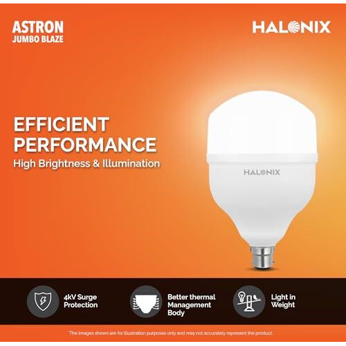 Halonix 30W B22 Base Led Bulb  Cool Daylight (6500K) | Energy Efficient | Surge Protection Up To 4Kv | Rated Life 15000 Hrs | For Home & Office |Pack Of 1| Higher Wattage Led Bulb.