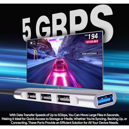 Amkette 4 Port Usb Hub For Laptop/Pc With Usb 3.0 Port For 5 Gbps Superspeed Data Transmission,1*Usb 3.0 Ports, 3*Usb 2.0 Port,Sleek Metal Design,Universally Compatible With All Usb,Pc,Laptop (Grey)