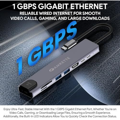 Amkette 8-In-1 Pro 1Gbps Docking Station For Laptop,Type C Hub With 100W Power Delivery&Usb C Data Transfer, 4K Hdmi,Usb 3.0,1Gbps Ethernet,Sd/Tf Card Reader,For All Type C Devices-Macbook&Laptops