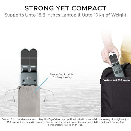 Amkette Ergo View Foldable Laptop Stand Metal, Centre Dual Hinge Support, Specially Designed For Heavy Laptops With Revited Joints, 7 Adjustable Levels, Anti Slip Silicone Grips (Grey)