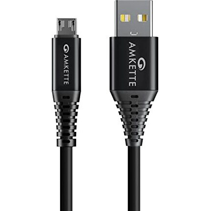 Amkette Powerpro Micro Usb Cable, 3A Fast Charging & 480Mbps Data Transfer, Durable Design, Compatible With Samsung, Realme, Redmi, Oppo, Vivo, And Other Devices-1M(Black)