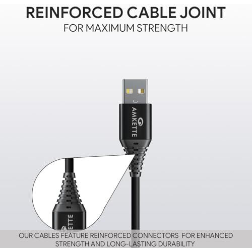 Amkette Powerpro Micro Usb Cable, 3A Fast Charging & 480Mbps Data Transfer, Durable Design, Compatible With Samsung, Realme, Redmi, Oppo, Vivo, And Other Devices-1M(Black)