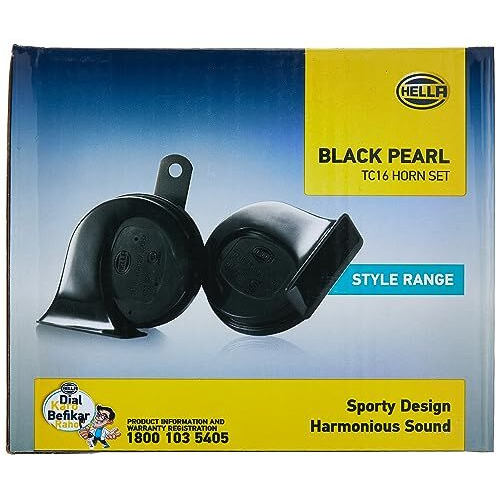 Hella 011225832 Pearl Trumpet Horn Set (12V, 400/500 Hz, 105-118 Db @ 2M) | For Bikes And Cars