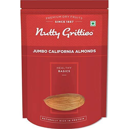 Nutty Gritties California Almonds Badam Raw 500G And Natural, Jumbo For Morning Consumption Dry Fruit, High Protein, Vegan Friendly Snack