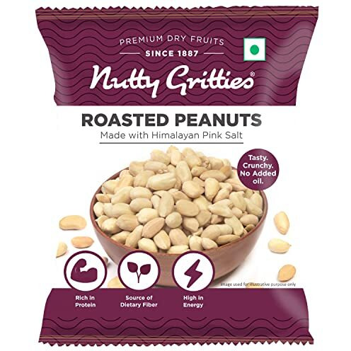 Nutty Gritties Roasted Salted Peanuts With Himalayan Pink Salt, Rich Protein, (Pack 6-240G)
