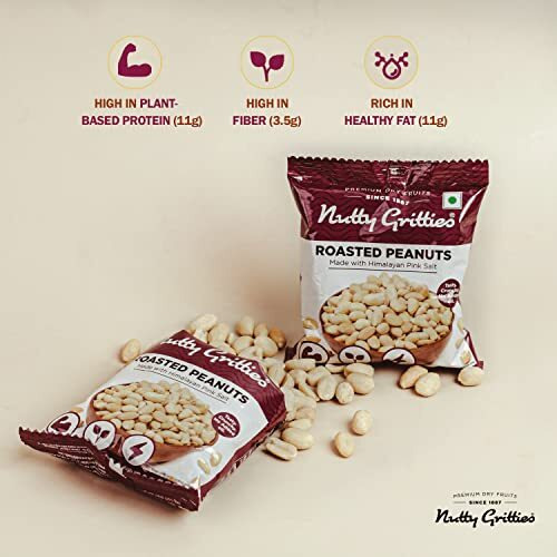 Nutty Gritties Roasted Salted Peanuts With Himalayan Pink Salt, Rich Protein, (Pack 6-240G)