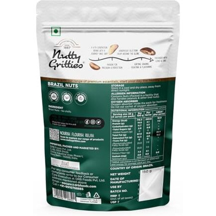 Nutty Gritties Premium Raw Brazil Nuts 150G (Pack Of 1)