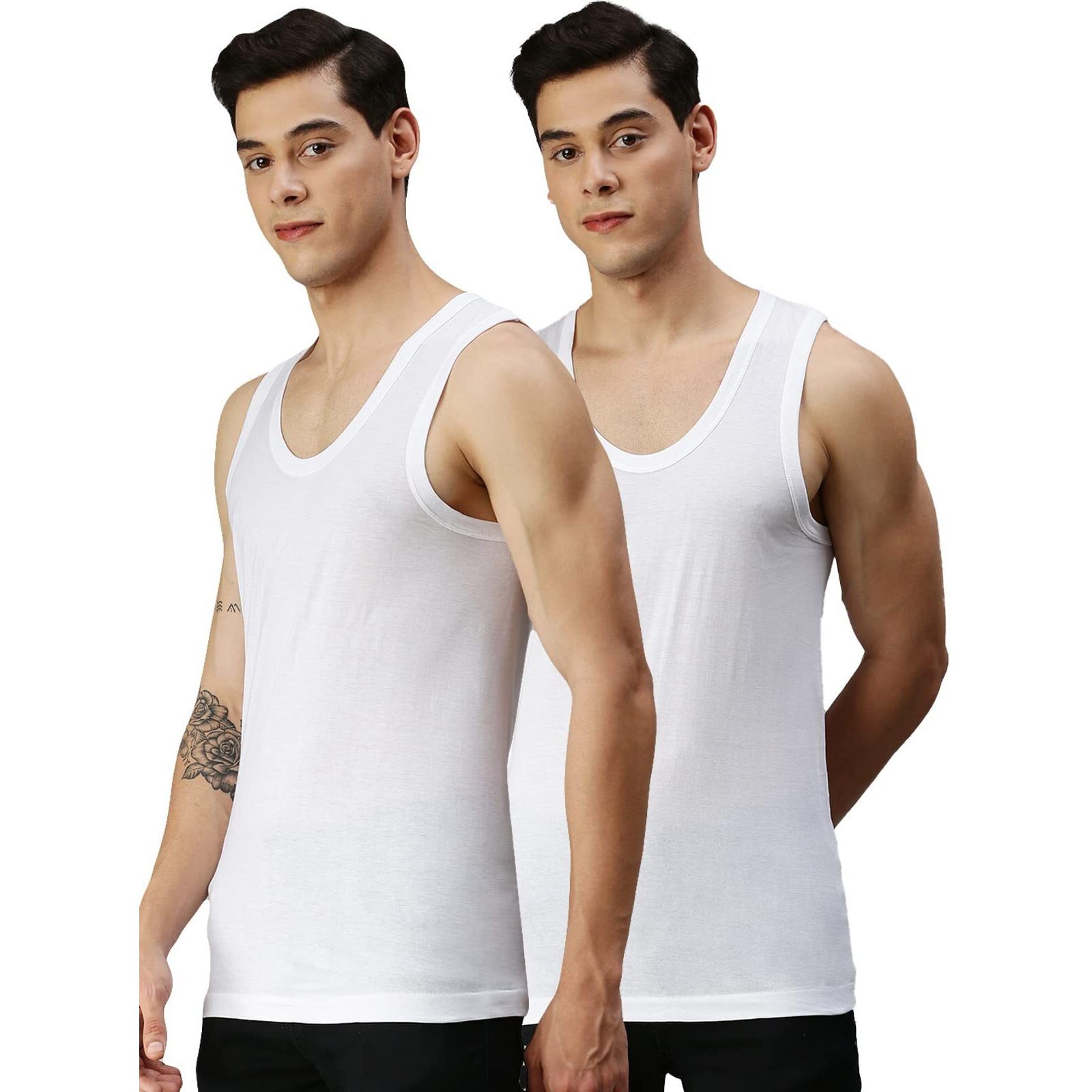 Onn Men's Cotton Vest (Pack Of 2)(8904209862280 221_Wh_M_2Pc) White