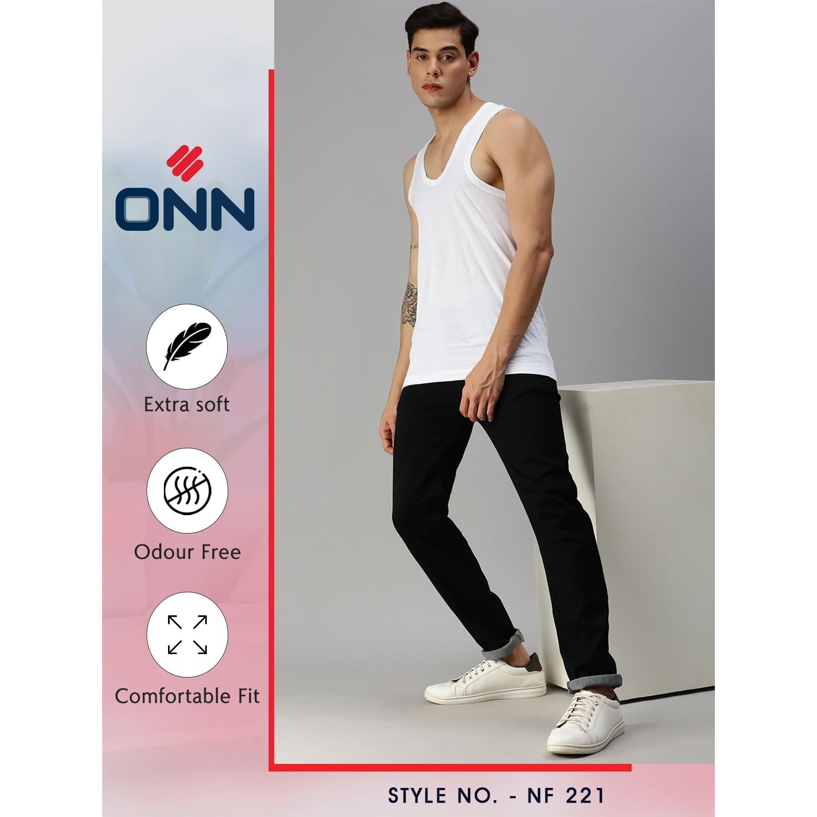 Onn Men's Cotton Vest (Pack Of 2)(8904209862280 221_Wh_M_2Pc) White