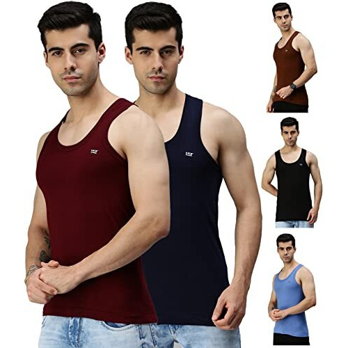 Lux Cozi Men's Cotton Vest (Pack Of 5) (8904209871695_Cozi_Col_Rn_100_Assorted) (Color & Prints May Vary)