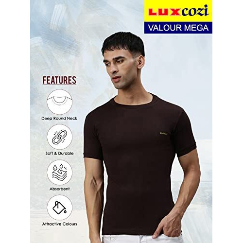 Lux Cozi Men's Cotton Vest (Pack Of 3) (8904209872340_Cozi_Vlr_Tees_Col_95 Prints May Vary)