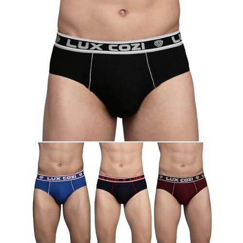 Lux Cozi Men's Cotton Brief (Pack Of 4) (8904209872869_Cozi_Bigshot_Brief_Col_85_Assorted) (Color & Prints May Vary)