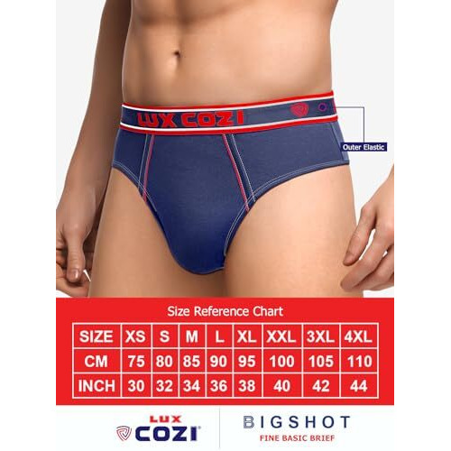 Lux Cozi Men's Cotton Brief (Pack Of 4) (8904209872869_Cozi_Bigshot_Brief_Col_85_Assorted) (Color & Prints May Vary)