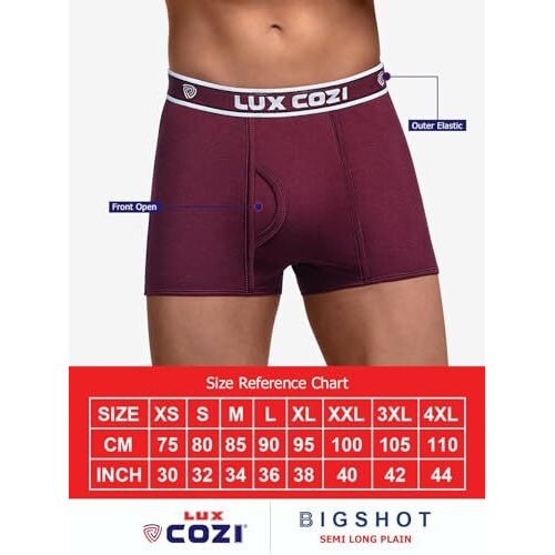 Lux Cozi Men's Cotton Boxers (Pack Of 5) (8904209873118_Cozi_Bigshot_Longs_90_Assorted) (Color & Prints May Vary)