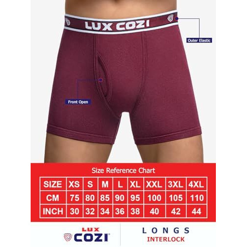 Lux Cozi Men's Cotton Boxers (Pack Of 4) (8904209873415_Cozi_Longs_Icdf_90_Assorted) (Color & Prints May Vary)