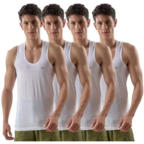 Lux Venus Vest For Men White | 100% Cotton | Pack Of 4