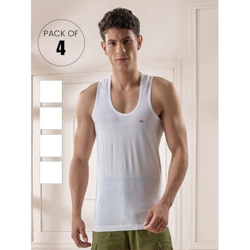 Lux Venus Vest For Men White | 100% Cotton | Pack Of 4