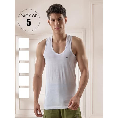 Lux Venus Vest For Men White | 100% Cotton | Pack Of 5