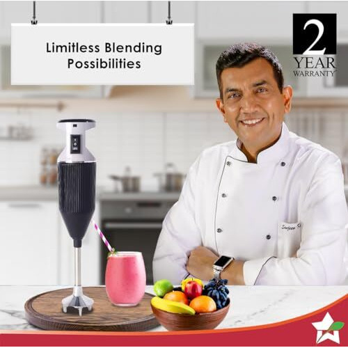 Wonderchef Prima Plus Electric 250 W Hand Blenderiportableihot & Cold Blendingifood Grade Stainless Steelbladesinon- Detachable Steel Rodi2 Speed Button I Wall Mount Holder I 2 Years Warranty I Black