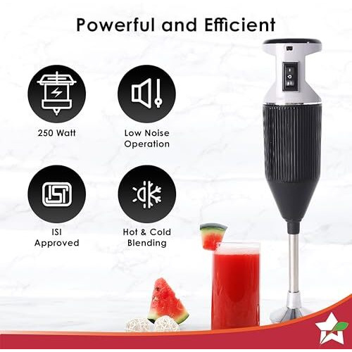 Wonderchef Prima Plus Electric 250 W Hand Blenderiportableihot & Cold Blendingifood Grade Stainless Steelbladesinon- Detachable Steel Rodi2 Speed Button I Wall Mount Holder I 2 Years Warranty I Black