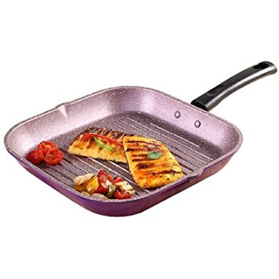 Wonderchef Valencia Non-Stick Grill Pan | Cool Touch Bakelite Handle | Pure Grade Aluminium| Pfoa Free| Size 24 Cm | 1.6 Litres Capacity | 2 Year Warranty | Purple