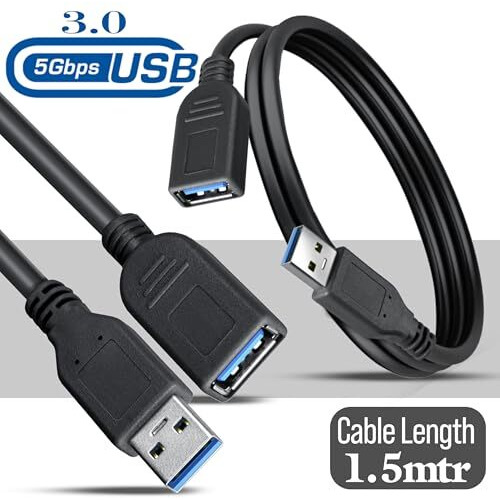 Storite Usb 3.0 Male A To Female A Extension Cable Superspeed 5Gbps For Laptop/Pc/Mac/Printers (150Cm - 4.5 Foot - 1.5M), Black